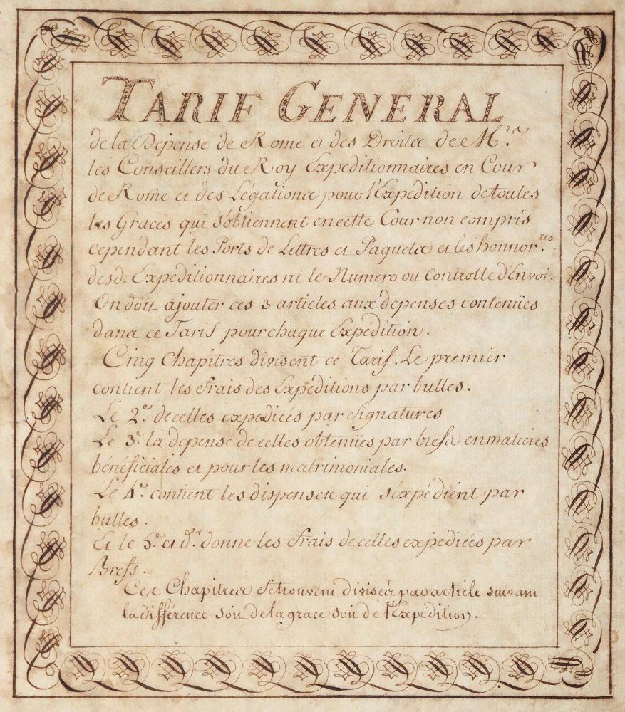 Große Abbildung Nr.1: 145-1886 Tarif General.: (Italien, Handschriften)