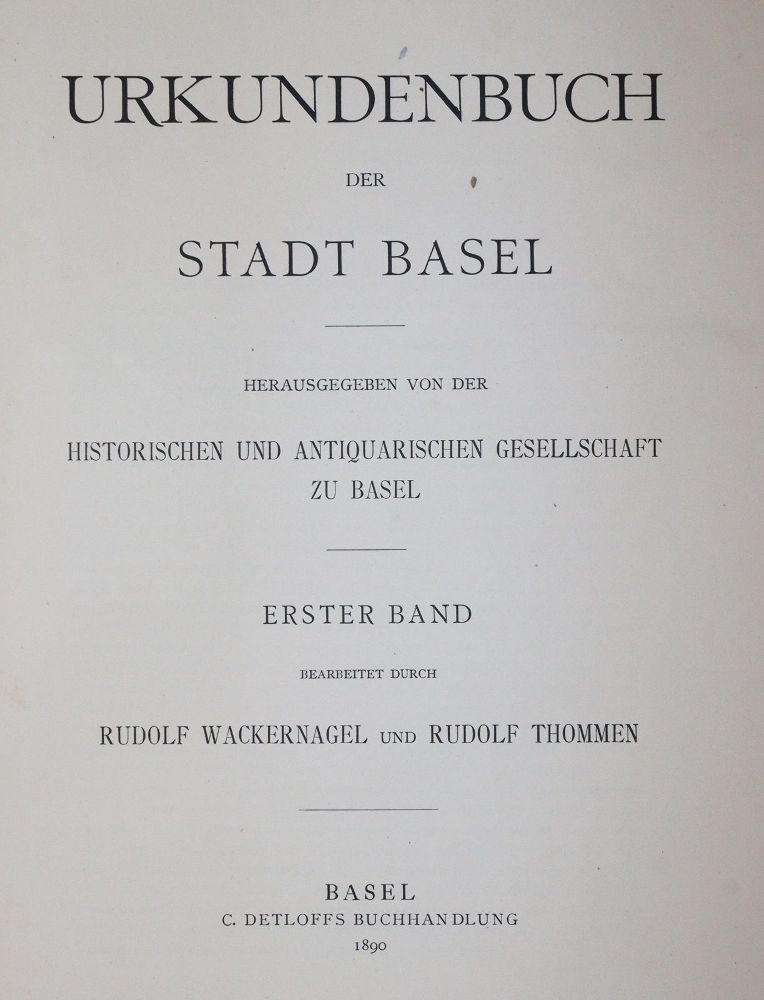 Große Abbildung Nr.1: 145-1962 Urkundenbuch der Stadt Basel.: (Schweiz, Basel)