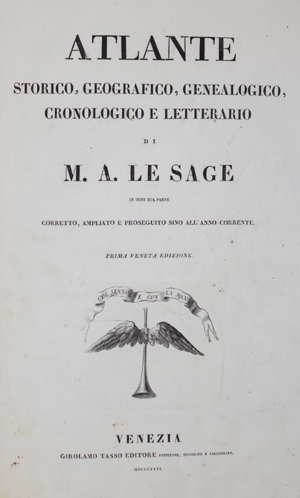 Le Sage,E.de. – Atlante storico, geografico, genealogico, cronologico e letterario