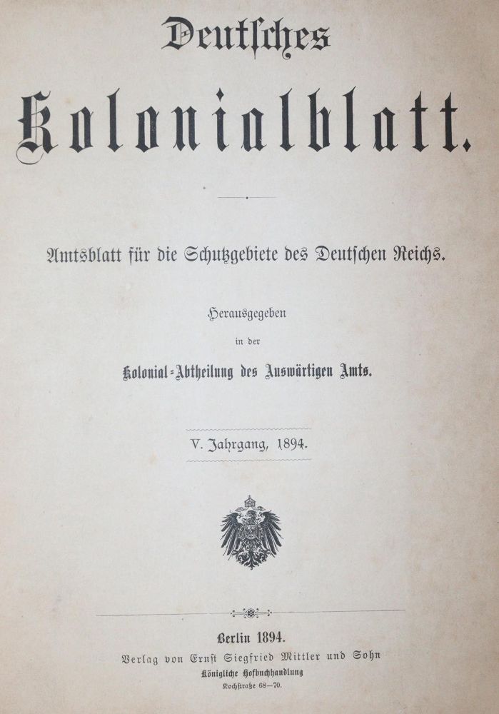 Große Abbildung Nr.4: 145-2063 Deutsches Kolonialblatt.: (Verschiedene Länder - Geschichte, Kolonien)
