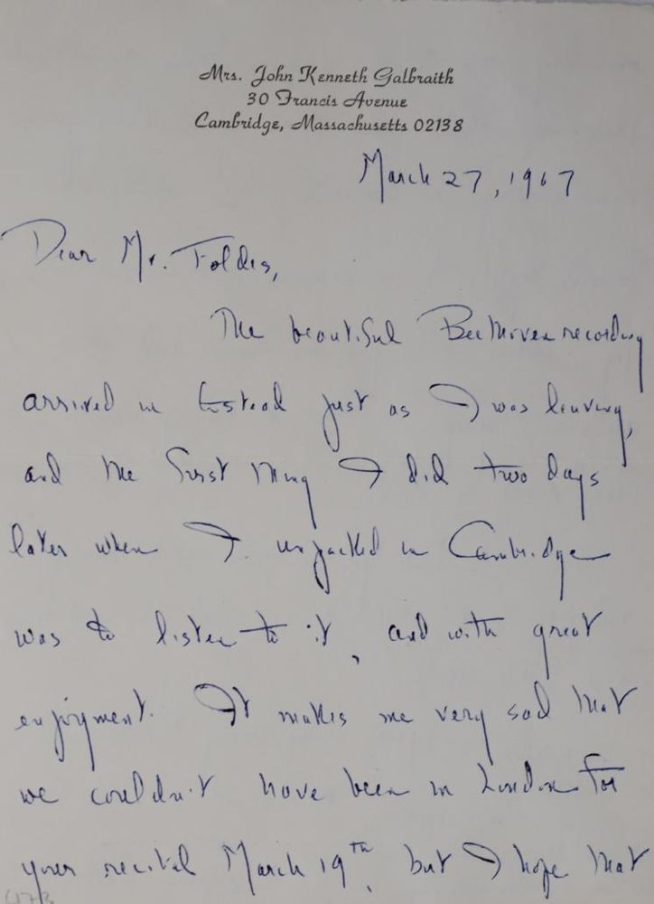 Große Abbildung Nr.1: 145-2129 Galbraith, John Kenneth,: (Autographs)