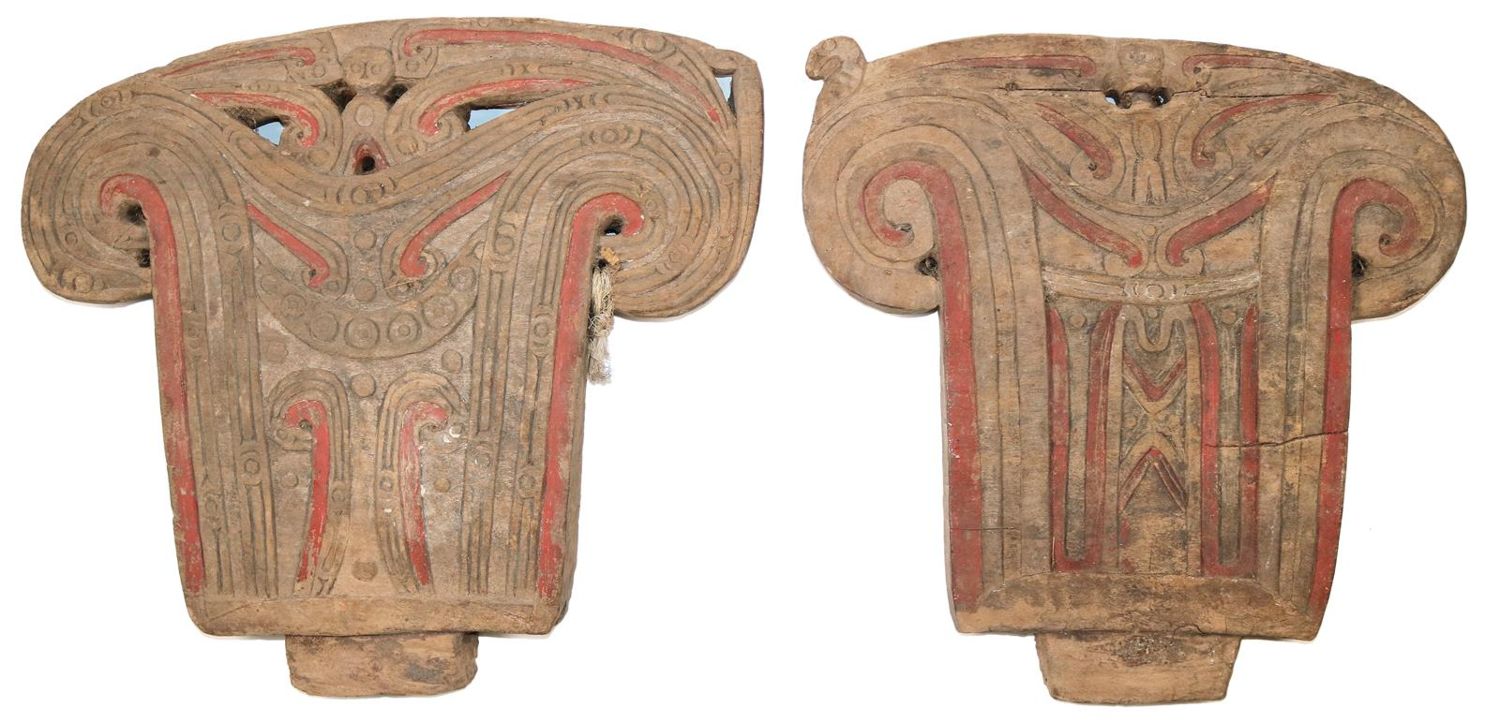 Lagim boat boards. Pair of splashboards from the Massim Trobriand Islands, Papua New Guinea