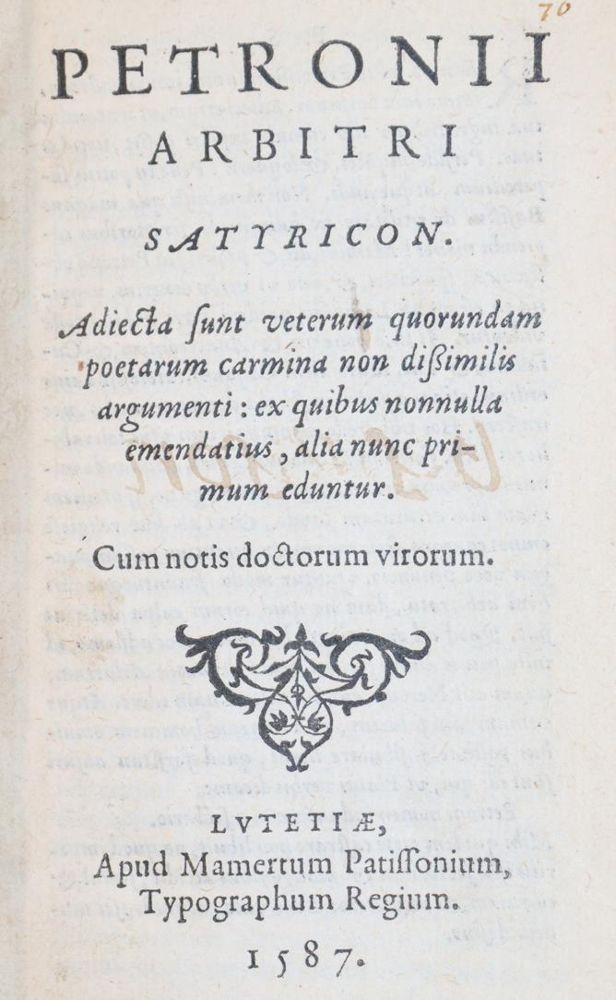 Große Abbildung Nr.1: 145-258 Petronius Arbiter.: (Alte Drucke, Handschriften und Theologie)