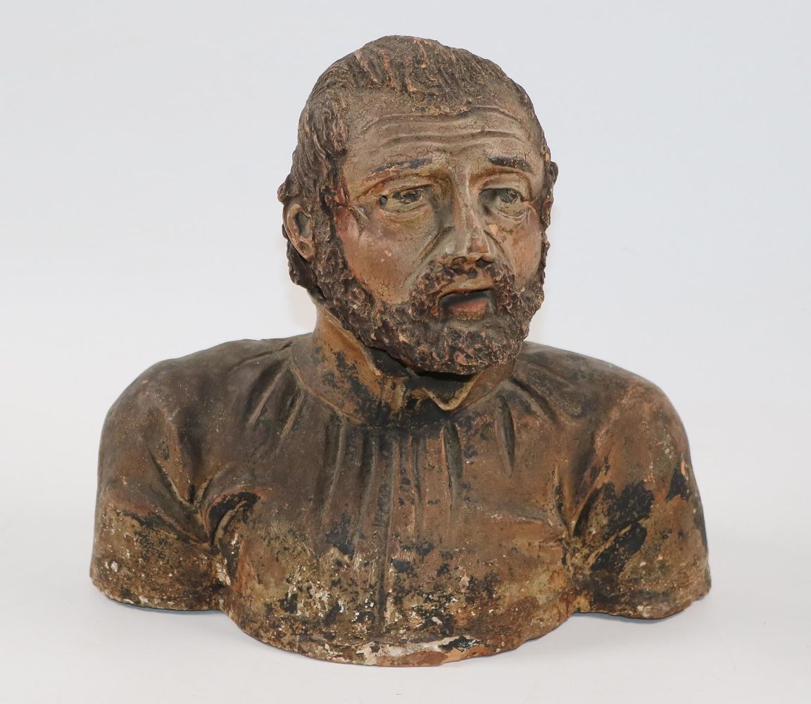 Große Abbildung Nr.1: 145-2620 Terracotta Heiligenfigur.: (Religiöse Volkskunst)