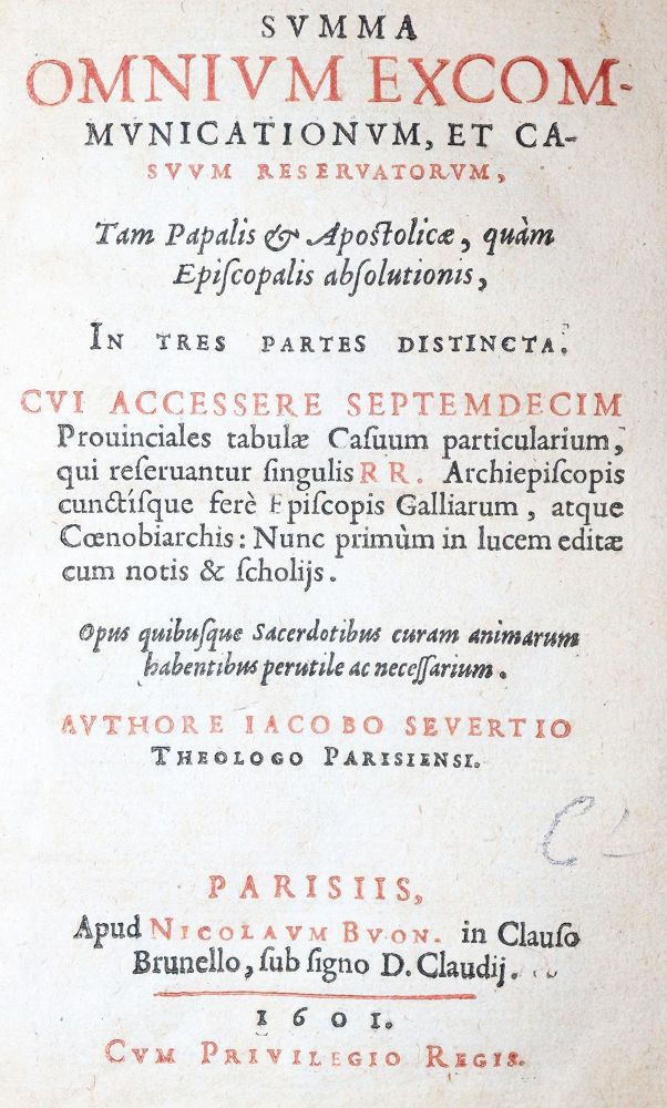 Severt,J. – Summa omnium Excommunicationum, Summa Omnium Excommunicationum, Et Casuum Reservatorum