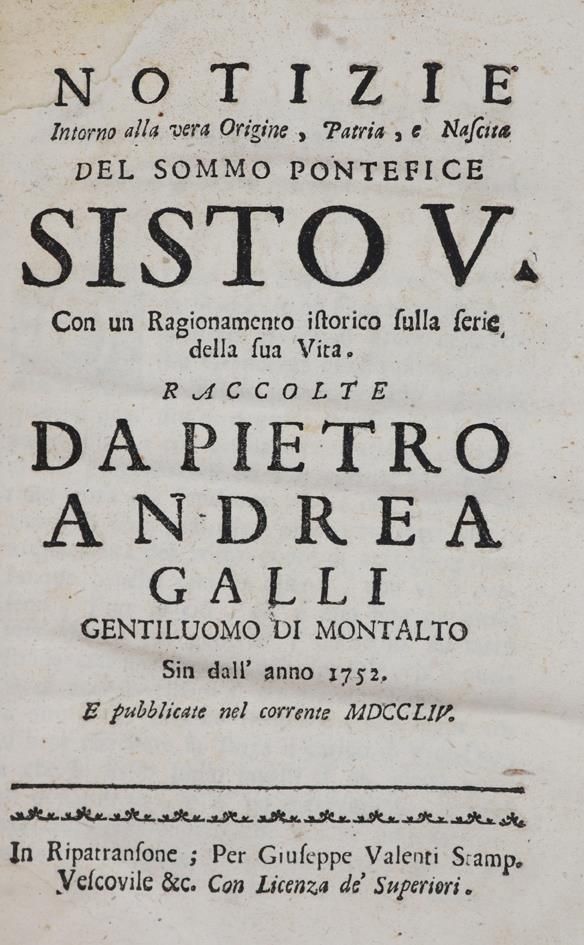 Große Abbildung Nr.1: 145-311 Galli,P.A.: (Sixtus V., Papst)