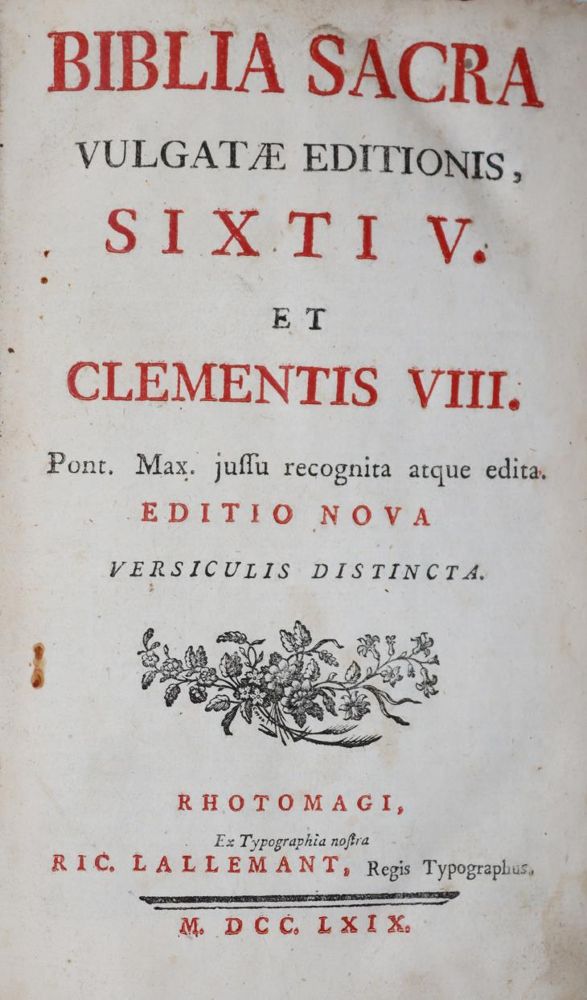 Biblia latina. – Biblia sacra vulgatae editionis, Sixti V et Clementis VIII.