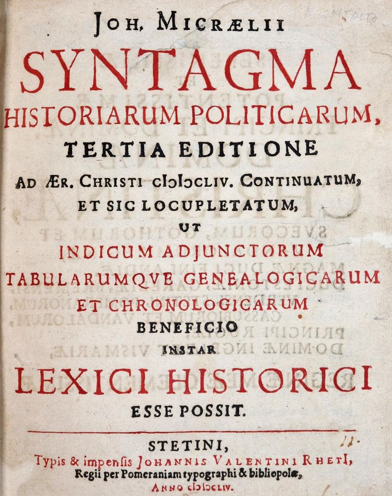 Micraelius,J. – Syntagma historiarum politicarum