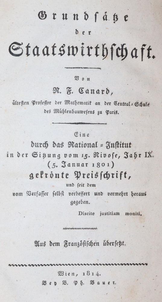 Canard, N.F. – Principles of Political Economy