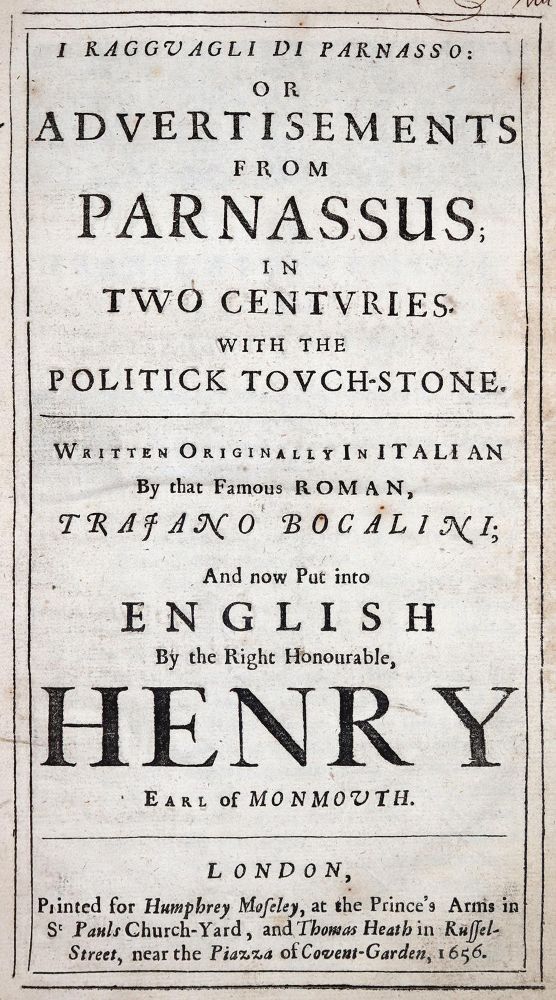 Boccalini,T. – I ragguagli di Parnasso: or, advertisements from Parnassus; in two centuries