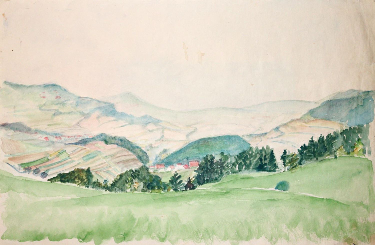 Große Abbildung Nr.4: 145-4342 Landschaftsaquarell,: (Künstlergraphik)