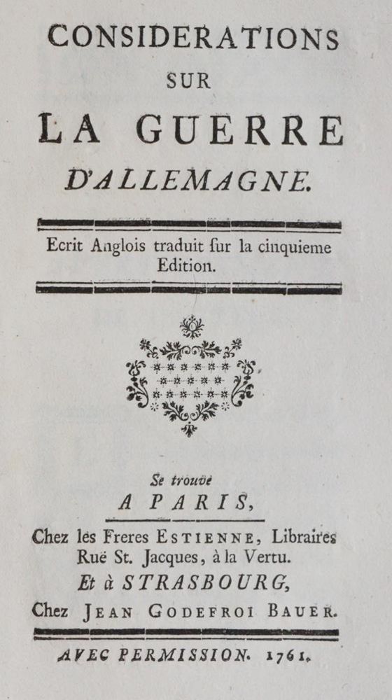 (Mauduit,I.). – Considérations sur la guerre d'Allemagne
