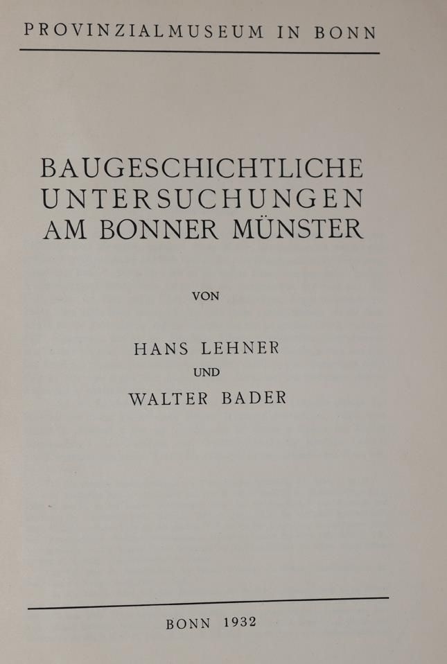 Lehner,H. u. W.Bader. – Baugeschichtliche Untersuchungen am Bonner Münster