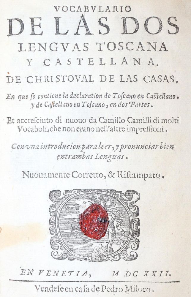Casas,C.de las. – Vocabulario de las dos lenguas Toscana y Castellana