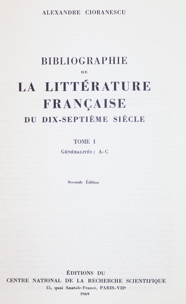 Cioranescu,A. – Bibliografie francouzské literatury 17. a 18. století