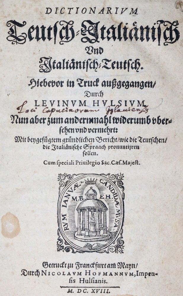 Hulsius, L. – German-Italian and Italian-German Dictionary