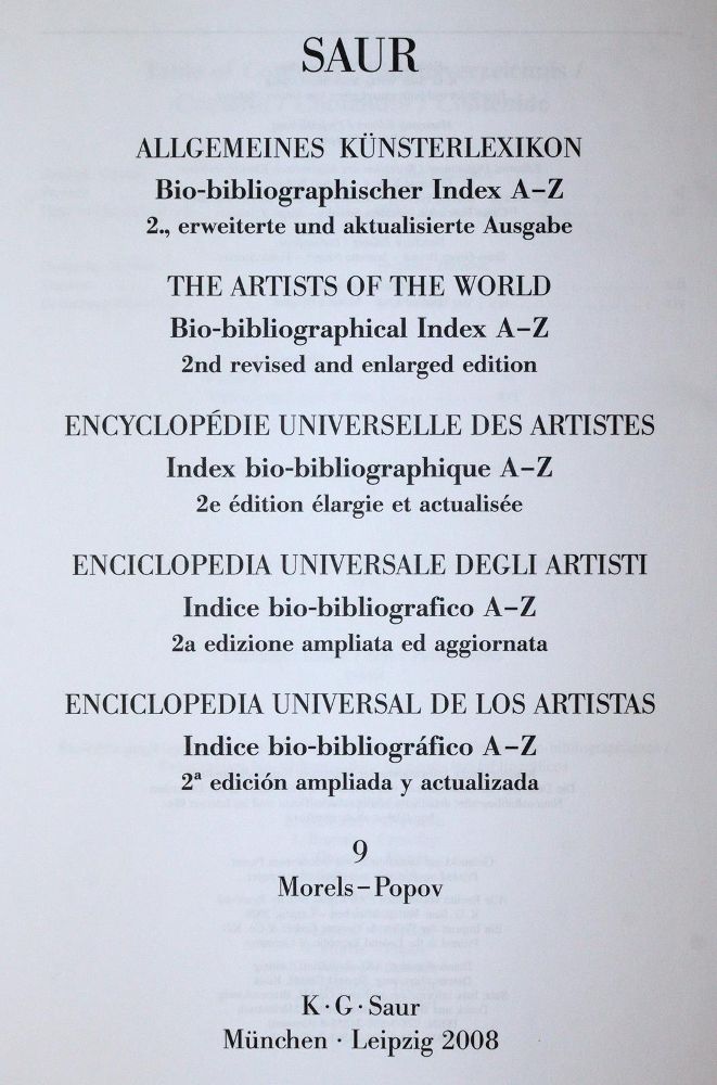 Saur,K.G. – Bio-bibliografický index k Allgemeines Künstlerlexikon