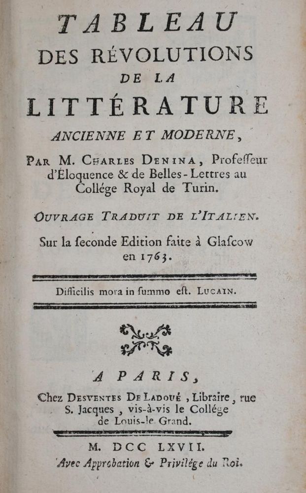 Denina,C. – Tableau des revolutions de la litterature ancienne et moderne