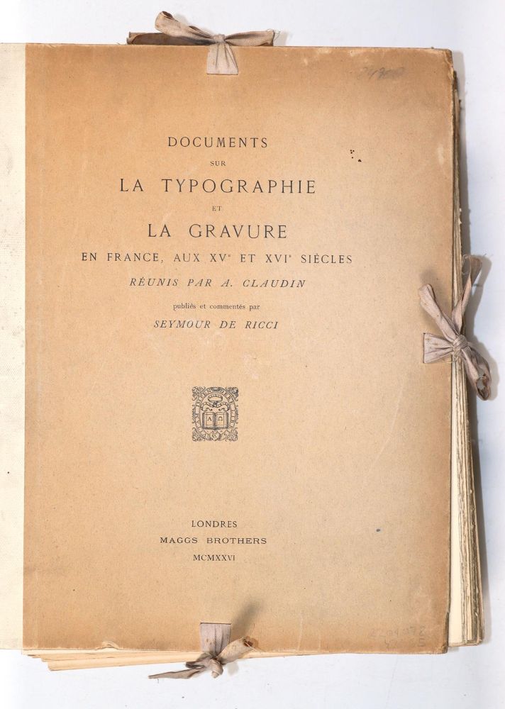 Große Abbildung Nr.2: 145-781 Claudin,A. u. S.de Ricci.: (Typographie und Kalligraphie)