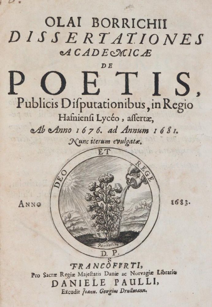Borch,O. – Dissertationes academicae de poetis, publicis disputationibus, in Regio Hafniensi Lyceo,..