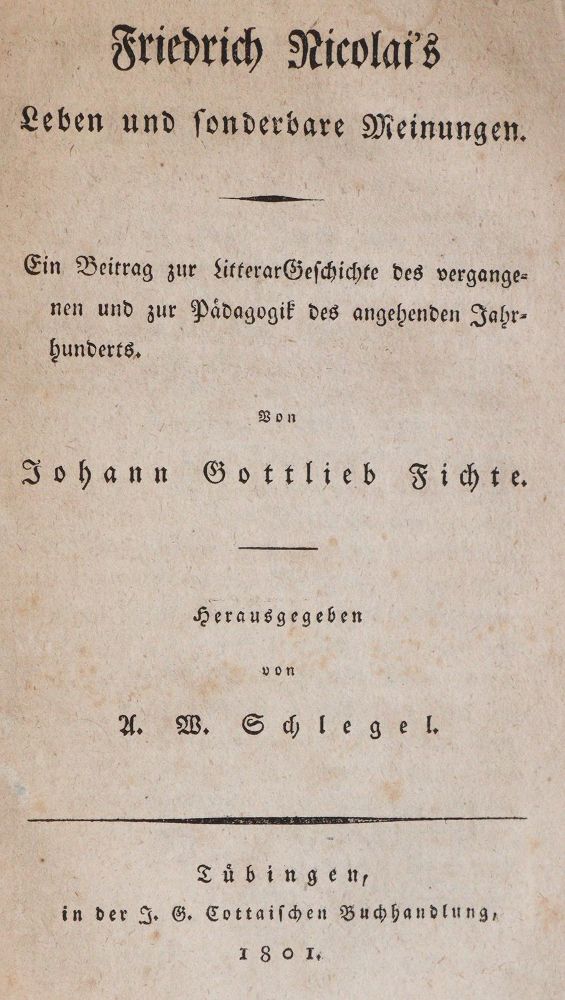 Fichte, J.G. – Život a podivné názory Friedricha Nicolai