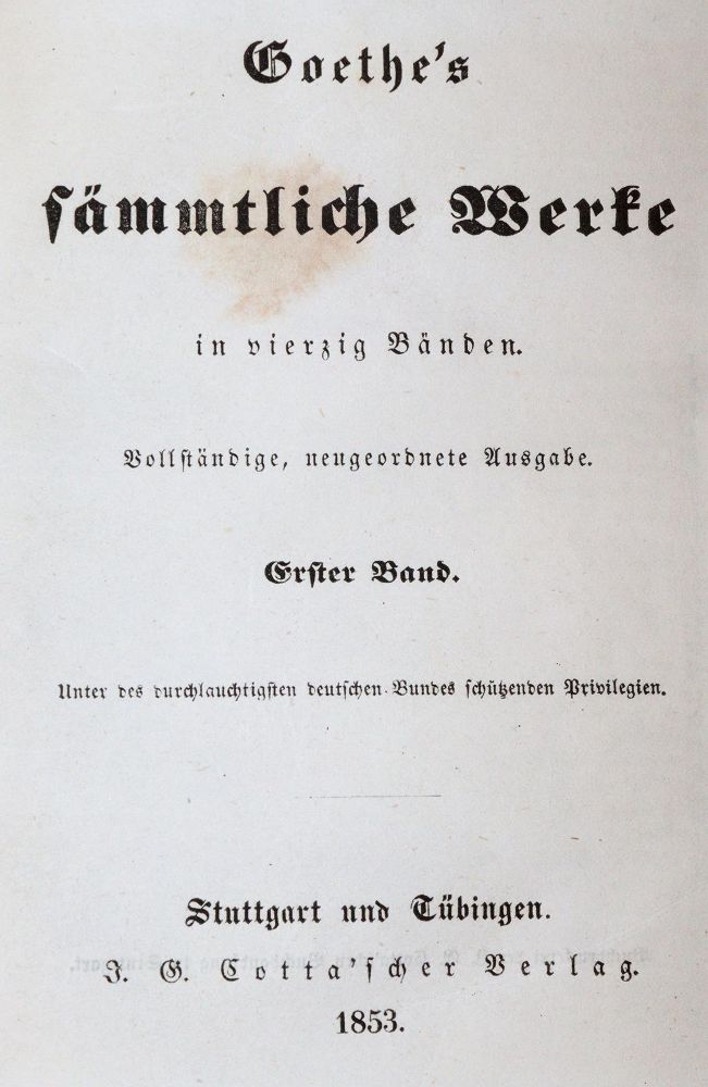 Große Abbildung Nr.1: 145-999 Goethe,J.W.v.: (Literatur und illustrierte Bücher bis 19.Jahrhundert)