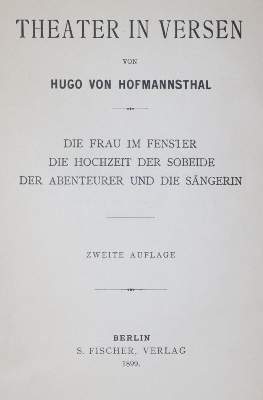 Bild Nr.1: 145-1232 Hofmannsthal,H.v.: (Literatur und illustrierte Bücher 20.Jahrhundert - Alte Literatur in modernen Ausgaben)