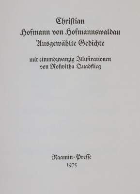 Bild Nr.1: 145-1327 Hofmann von Hofmannswaldau,C.: (Raamin-Presse)