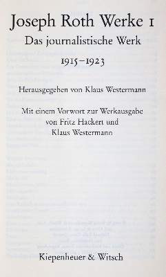 Bild Nr.1: 145-1347 Roth,J.: (Modern literature and illustrated books 20th century)