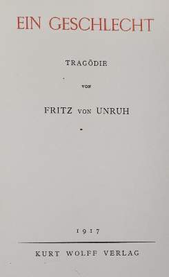 Bild Nr.1: 145-1377 Unruh,F.v.: (Modern literature and illustrated books 20th century)