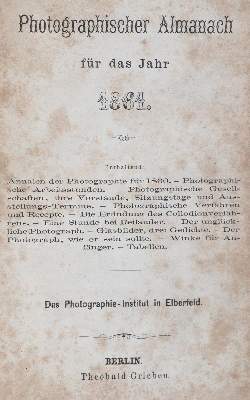 Bild Nr.1: 145-1595 Photographie-Institut Elberfeld (Hrsg.).: (Verschiedene Gebiete - Varia, Photographie)