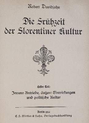 Bild Nr.1: 145-1881 Davidsohn,R.: (Italien, Florenz)