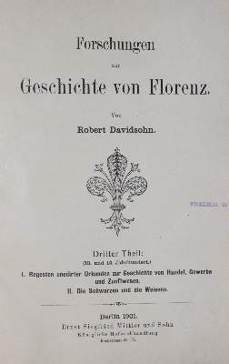 Bild Nr.3: 145-1881 Davidsohn,R.: (Italien, Florenz)