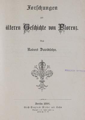 Bild Nr.4: 145-1881 Davidsohn,R.: (Italien, Florenz)