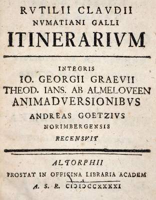 Bild Nr.1: 145-231 Namatianus,R.C.: (Old and rare books, manuscripts)