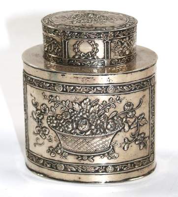 Bild Nr.1: 145-2680 Teedose Hanau: (Silber)