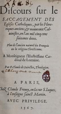 Bild Nr.1: 145-291 Sainctes,C.de.: (Alte Drucke, Handschriften und Theologie)