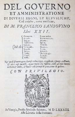 Bild Nr.1: 145-303 Sansovino,F.: (Alte Drucke, Handschriften und Theologie)