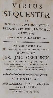Bild Nr.1: 145-347 Vibius Sequester.: (Old and rare books, manuscripts)