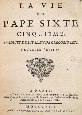 Bild Nr.1: 145-348 Vie du Pape Sixte Cinquieme, La.: (Old and rare books, manuscripts)