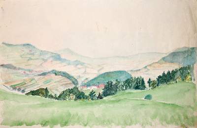 Bild Nr.4: 145-4342 Landschaftsaquarell,: (Künstlergraphik)
