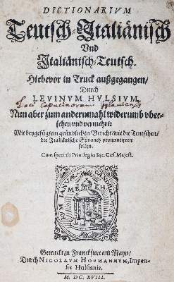 Bild Nr.1: 145-761 Hulsius,L.: (Lexika - Wörterbücher - Sprachwissenschaften)