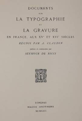 Bild Nr.1: 145-781 Claudin,A. u. S.de Ricci.: (Typographie und Kalligraphie)