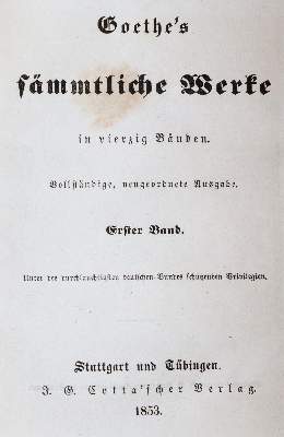 Bild Nr.1: 145-999 Goethe,J.W.v.: (Literatur und illustrierte Bücher bis 19.Jahrhundert)